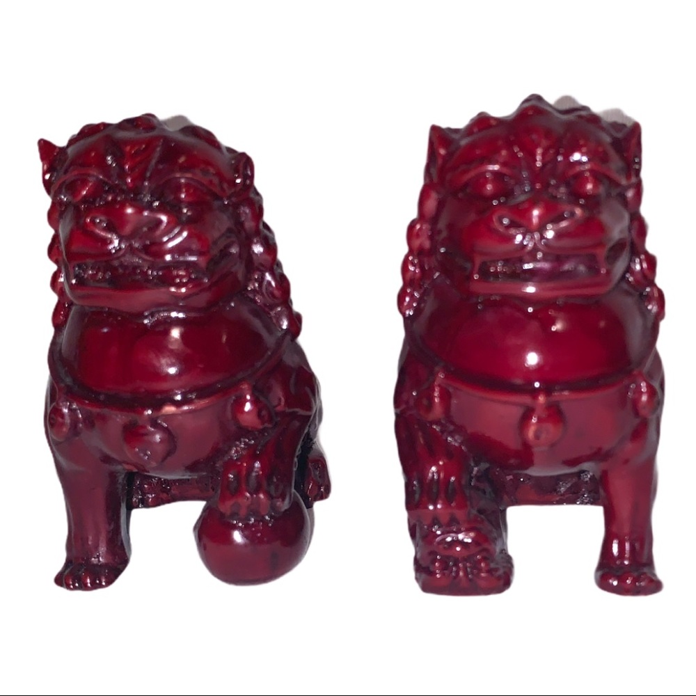 Vintage Chinese Temple Lions Foo Dogs Statues Figurines